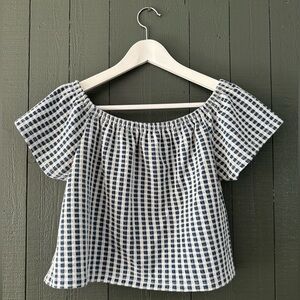 Zara Trafaluc Blue and White Crop Top